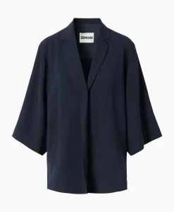 Vesten^Zenggi Vest Japanse Crepe Kimono Donker Blauw