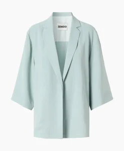 Vesten^Zenggi Vest Japanse Crepe Kimono Licht Groen